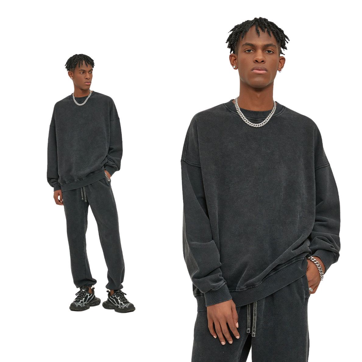 Sweatshirt with Washed Effect